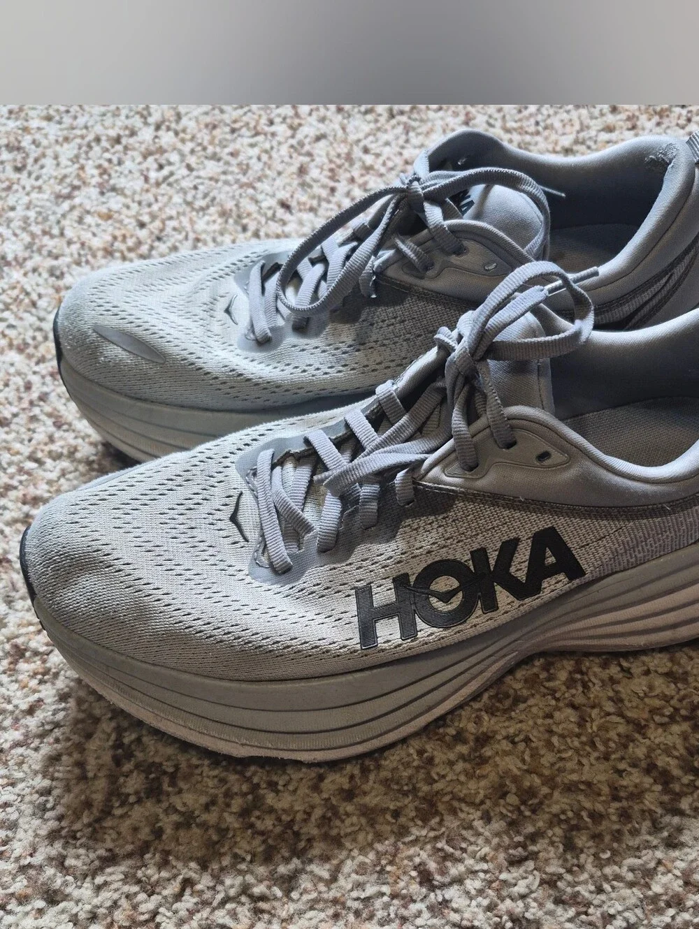 Hoka Bondi 8 Light Gray Running Shoes Size 8 1/2D